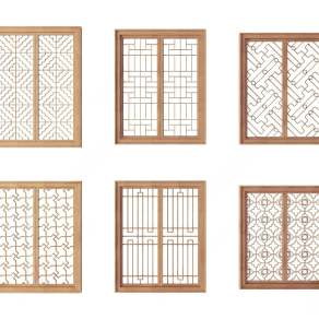 中式花格窗3D模型下载